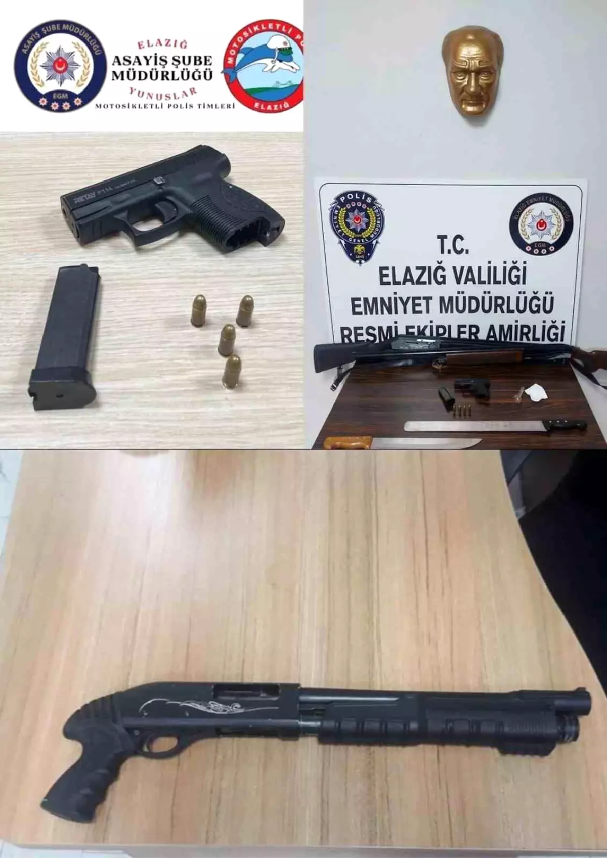 Elazığ\'da Ruhsatsız Silahlar Ele Geçirildi, 4 Şüpheli Tutuklandı