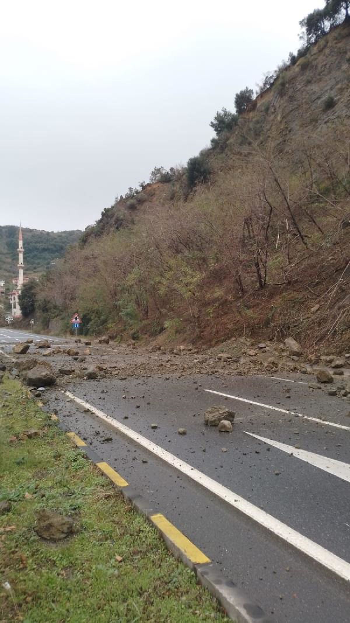 Zonguldak'ta heyelan nedeniyle Ereğli-Alaplı yolunda ulaşım aksadı