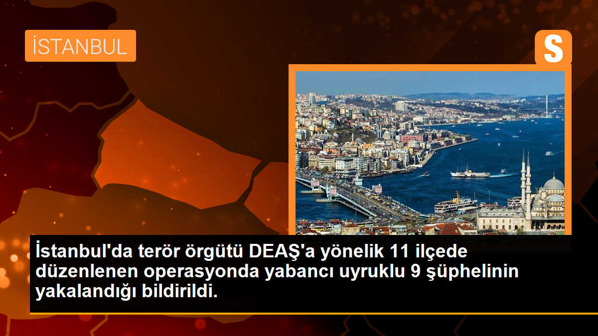İstanbul\'da terör örgütü DEAŞ\'a yönelik 11 ilçede düzenlenen operasyonda yabancı uyruklu 9 şüphelinin yakalandığı bildirildi.