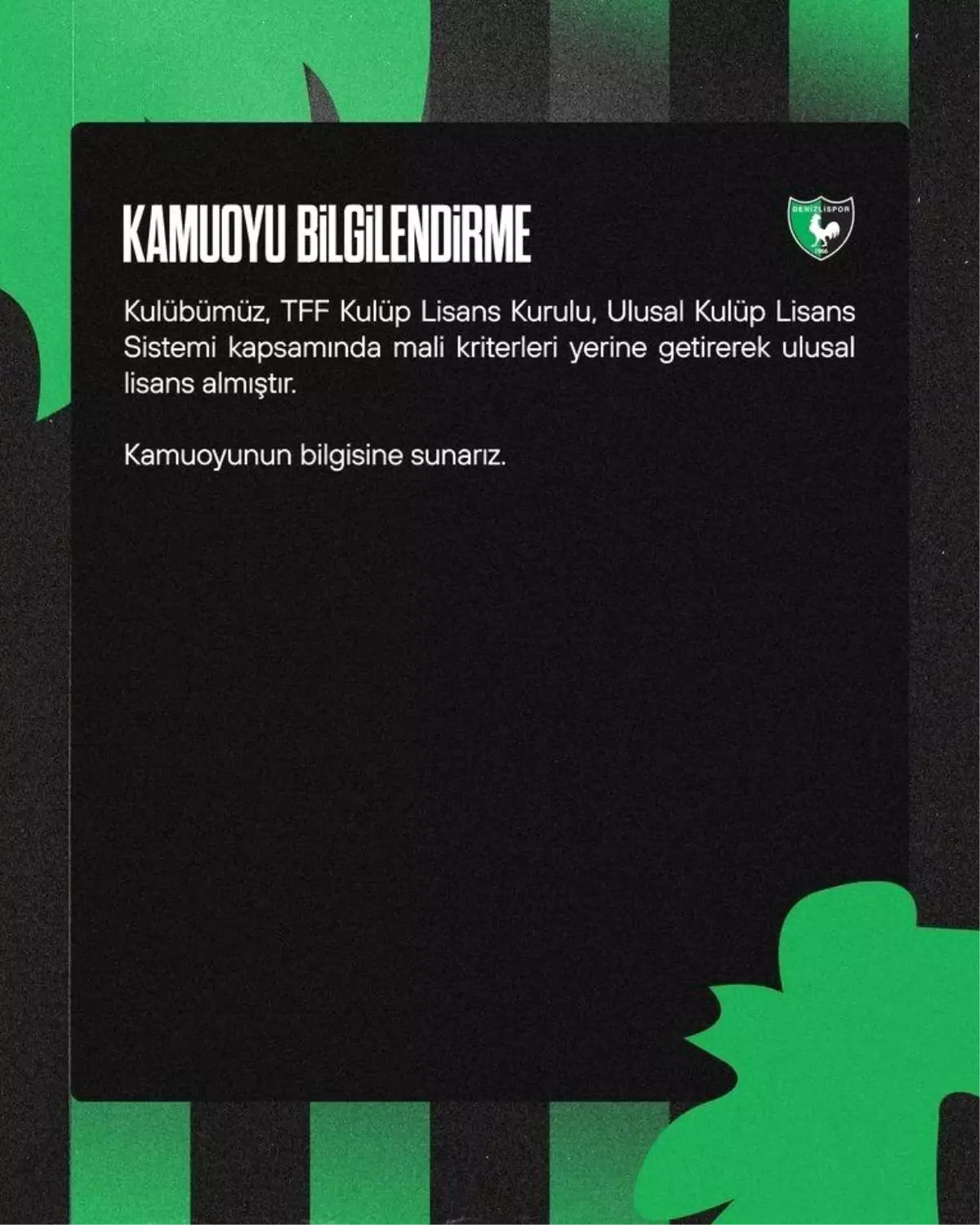 Denizlispor, Ulusal Kulüp Lisansı almaya hak kazandı
