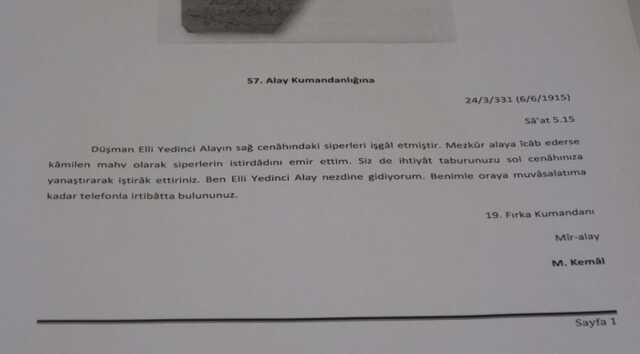 Atatürk'ün 57. Alay'a verdiği emir deşifre edildi Atatürk'ün 57. Alay'a verdiği emir deşifre edildi