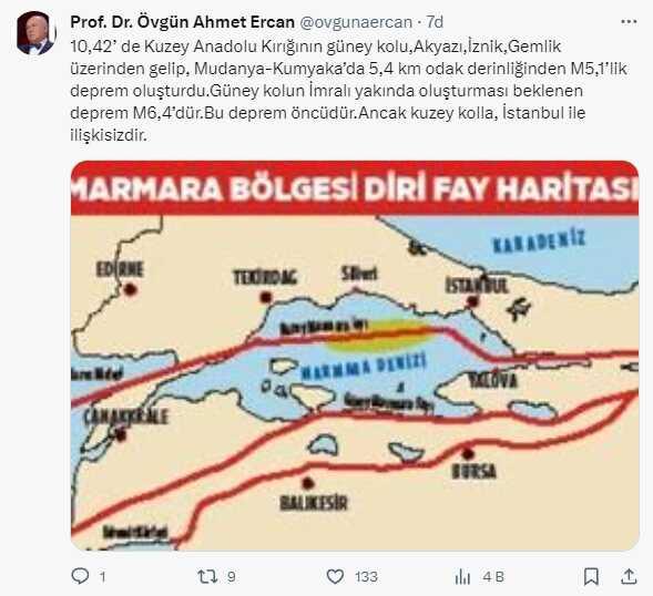 Ahmet Ercan'dan Marmara depremiyle ilgili ilk değerlendirme: İstanbul ile ilişkisizdir