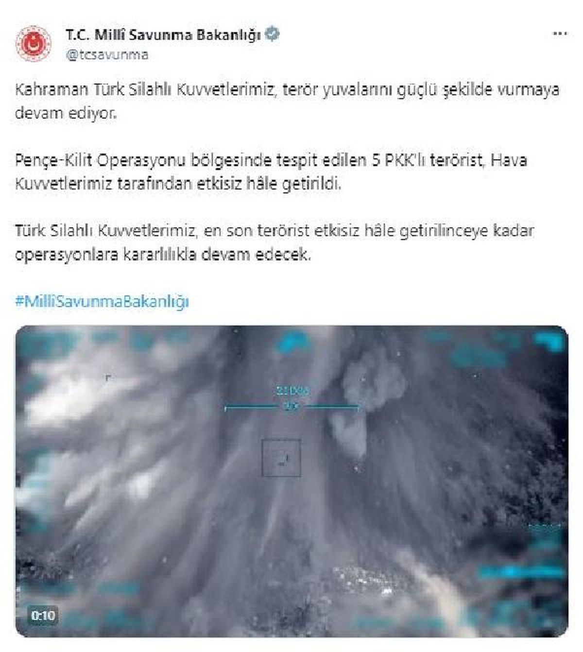 Pençe-Kilit Operasyonu\'nda 5 PKK\'lı terörist etkisiz hale getirildi