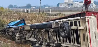 Aydın'ın Köşk ilçesinde tır şarampole devrildi