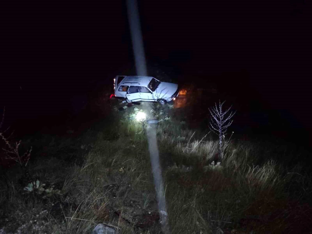 Elazığ\'da otomobil şarampole uçtu: 2 yaralı