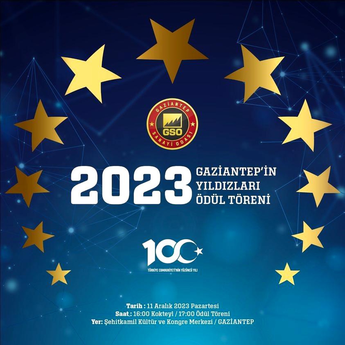 GSO "Gaziantep\'in Yıldızları Ödül Töreni" 11 Aralık Pazartesi günü yapılacak