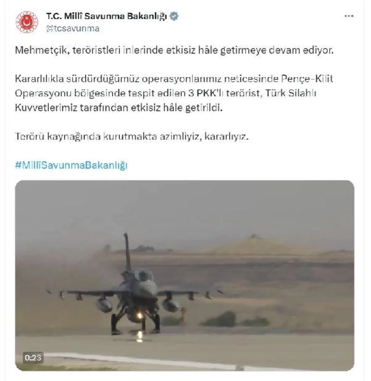 Pençe-Kilit Operasyonu\'nda 3 PKK\'lı terörist etkisiz hale getirildi