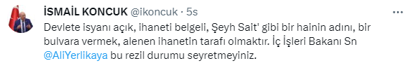 Diyarbakır'daki bulvara 'Şeyh Sait' isminin verilmesi ortalığı karıştırdı! İYİ Partili isimden Bakan Yerlikaya'ya çağrı
