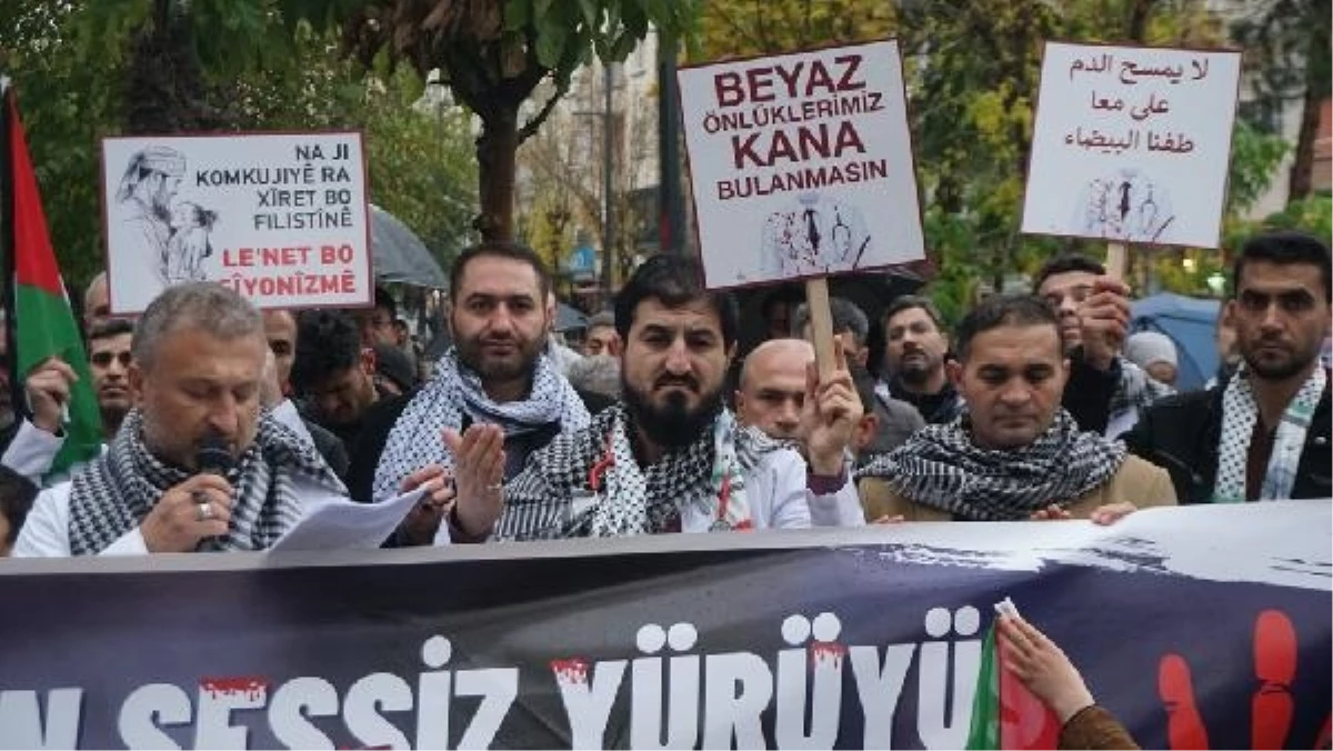 Diyarbakır ve Siirt\'te doktorlardan \'Sessiz Yürüyüş\' ile İsrail protestosu