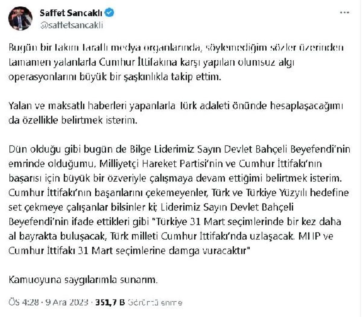 MHP Kocaeli Milletvekili Saffet Sancaklı\'nın istifası istendi