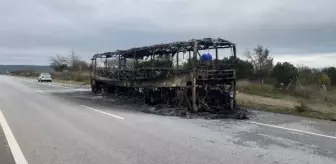 Çanakkale'de yolcu otobüsünde yangın çıktı