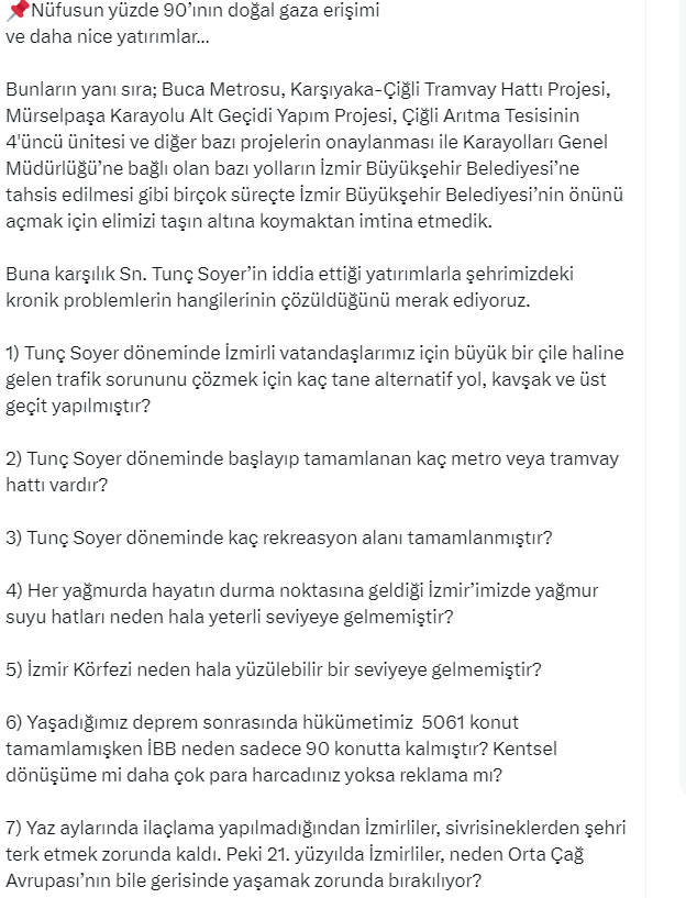 Hamza Dağ, kente yapılan yatırımları paylaşan Tunç Soyer'in Ali Cengiz oyununu bozdu