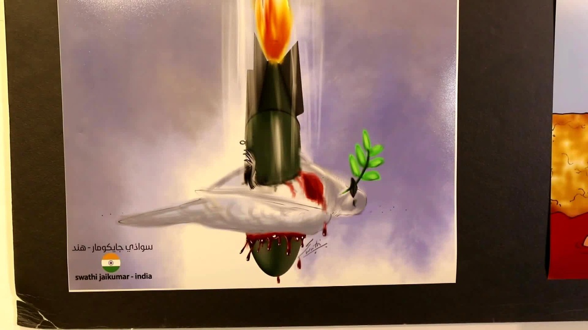 Irak Sanatçılar Sendikası\'ndan Uluslararası Karikatür Sergisi