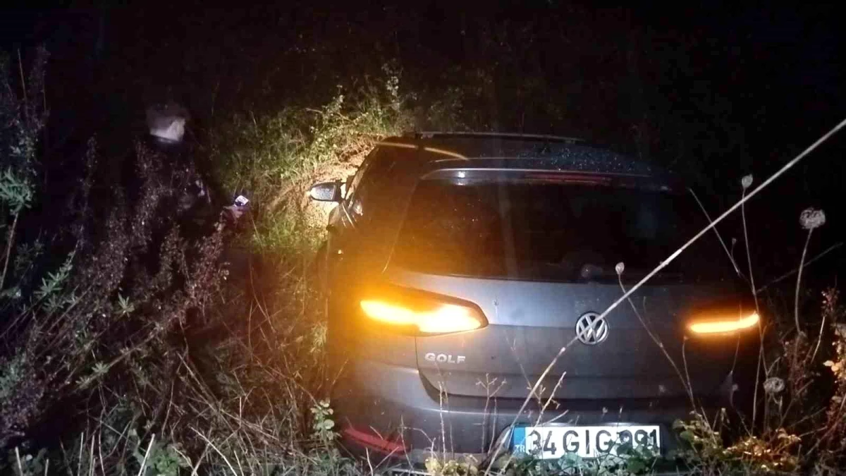 Tuzla\'da araç şarampole uçtu, sürücü hafif yaralandı