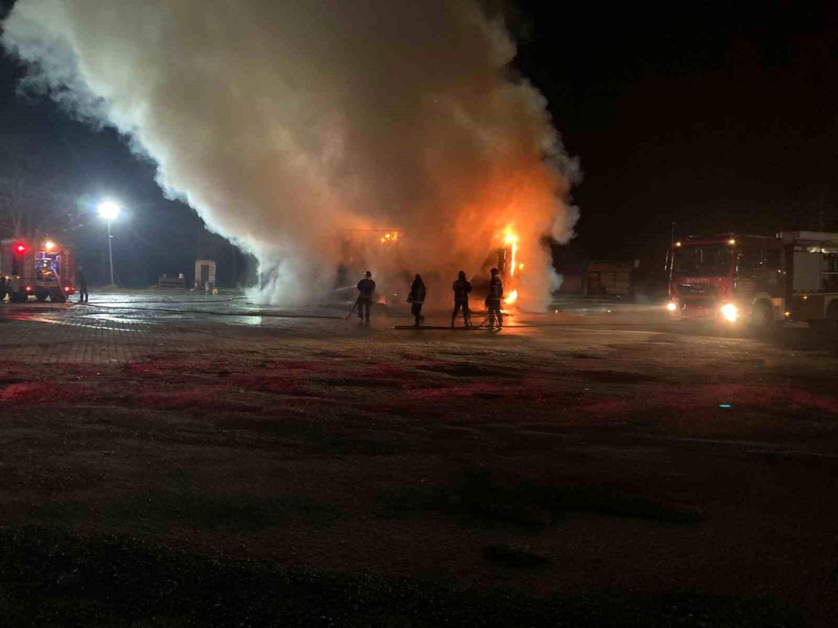 Sakarya\'da çocuk bezi yüklü tır alev aldı