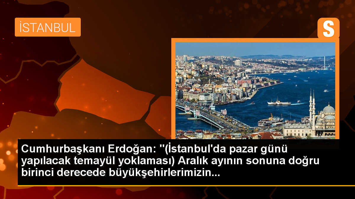 Cumhurbaşkanı Erdoğan: "(İstanbul\'da pazar günü yapılacak temayül yoklaması) Aralık ayının sonuna doğru birinci derecede büyükşehirlerimizin...