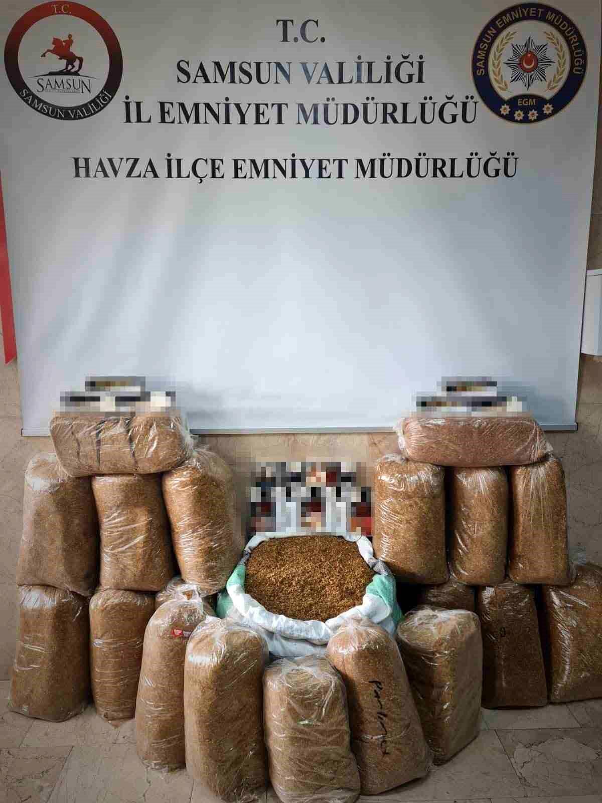 Samsun\'da 140 kilo tütün ve 3 bin 500 dal makaron ele geçirildi