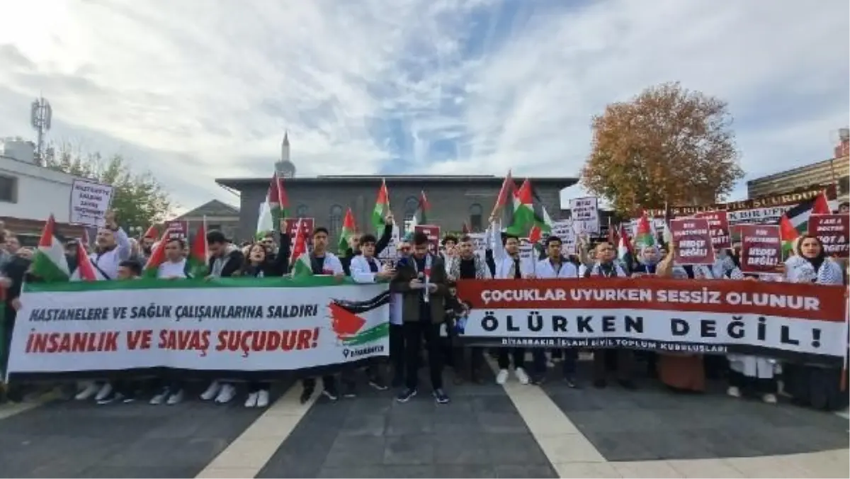 Diyarbakır, Mardin ve Siirt'te sağlık çalışanlarından İsrail'e 'Sessiz Yürüyüş' protestosu