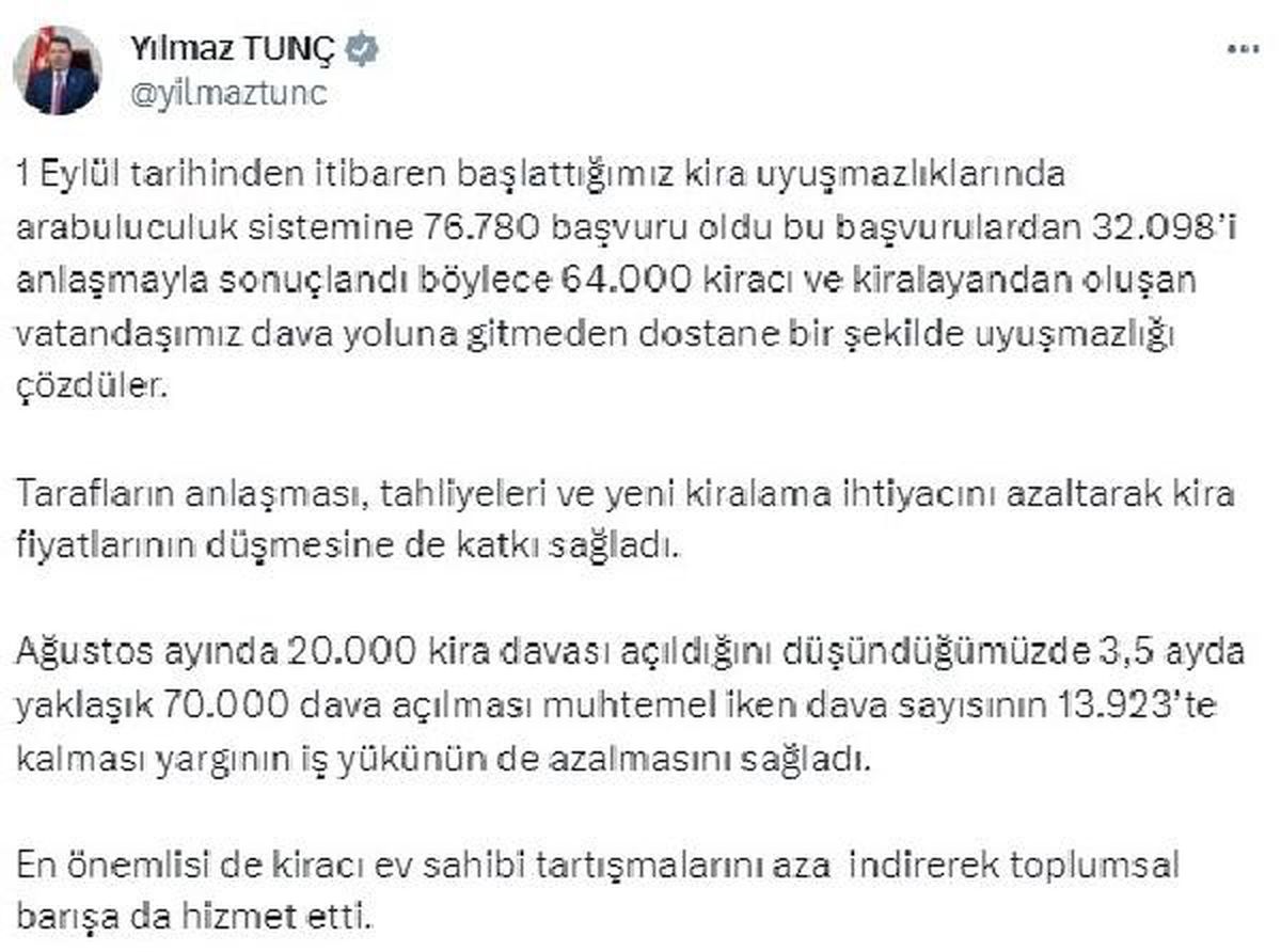Kira uyuşmazlıklarında arabuluculuk sistemi başarılı