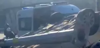 Bursa'da otomobil takla attı, 3 kişi yara almadan kurtuldu