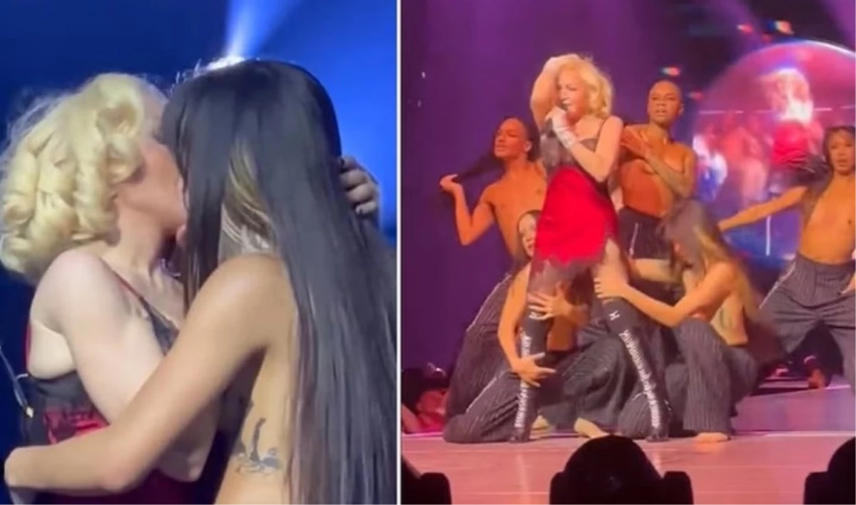 Madonna, sahnede kadın dansçısını öptü