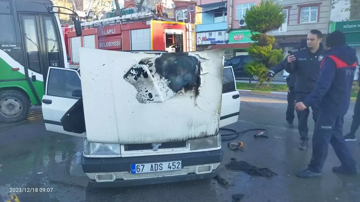 Zonguldak'ta otomobilde çıkan yangın söndürüldü