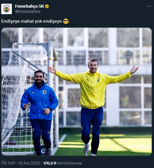 Derbide sahada olacak mı? Fenerbahçe'den Edin Dzeko paylaşımı: Endişeye mahal yok endişeye