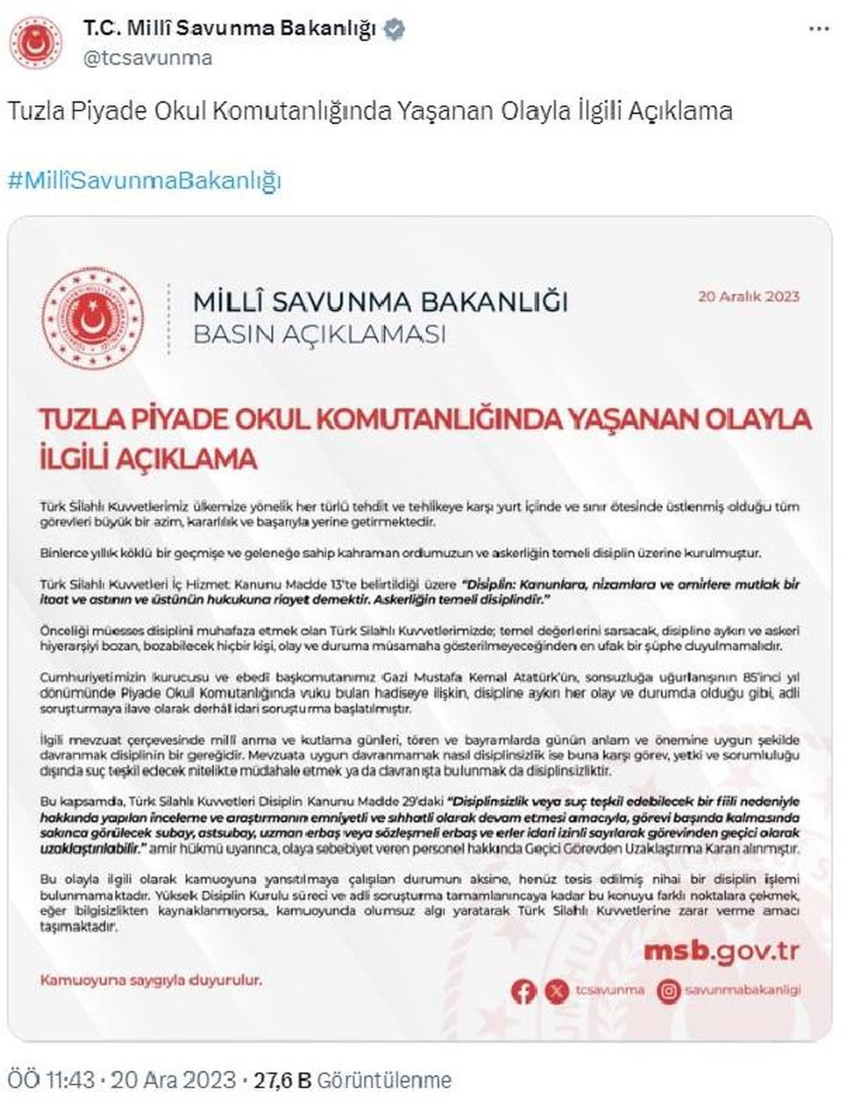 Tuzla Piyade Okulunda Atatürk Fotoğrafı Olayı