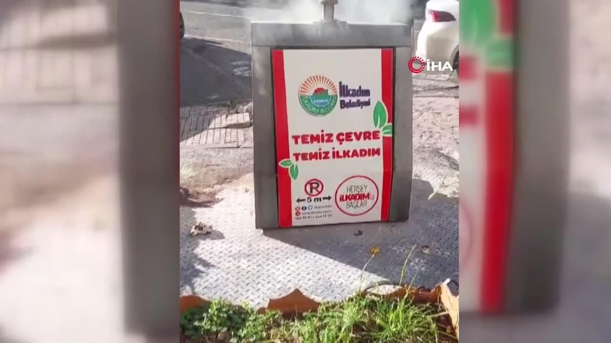 Samsun\'da Yer Altı Çöp Konteynerinde Yangın