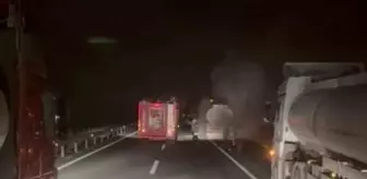 Nusaybin'de akaryakıt yüklü TIR'ın tekerlekleri yandı, sürücü ve yanındaki kişi yaralandı