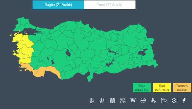 Meteoroloji'den 7 şehir için turuncu ve sarı kodlu uyarı