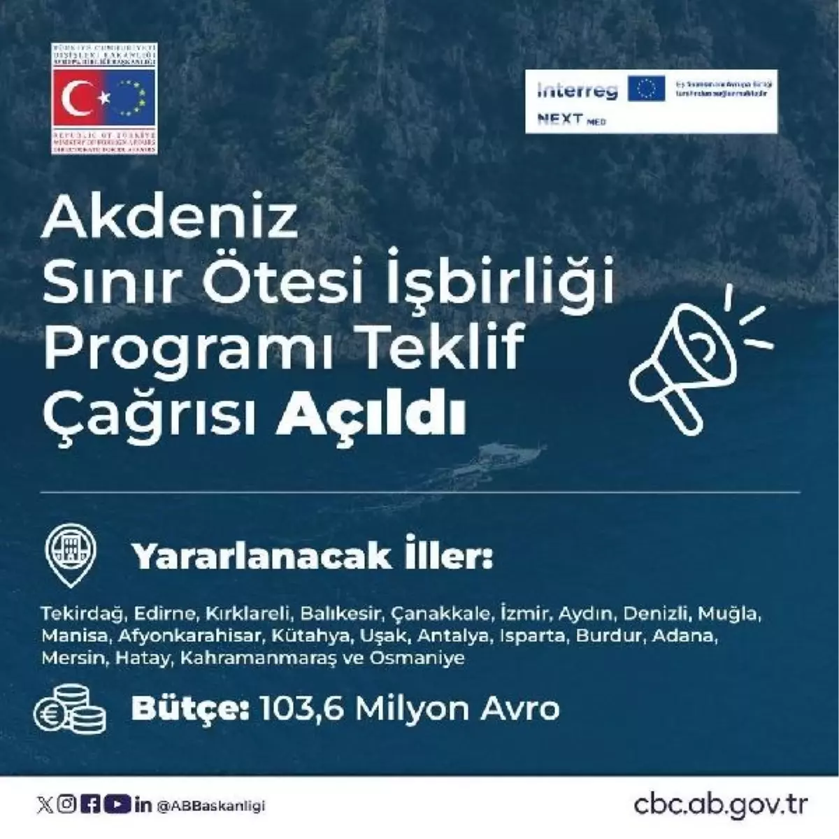 Türkiye, Interreg NEXT Akdeniz Havzası Sınır Ötesi İşbirliği Programı\'na dahil oldu