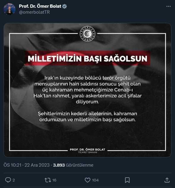 Şehitler için siyasilerden peş peşe taziye mesajları