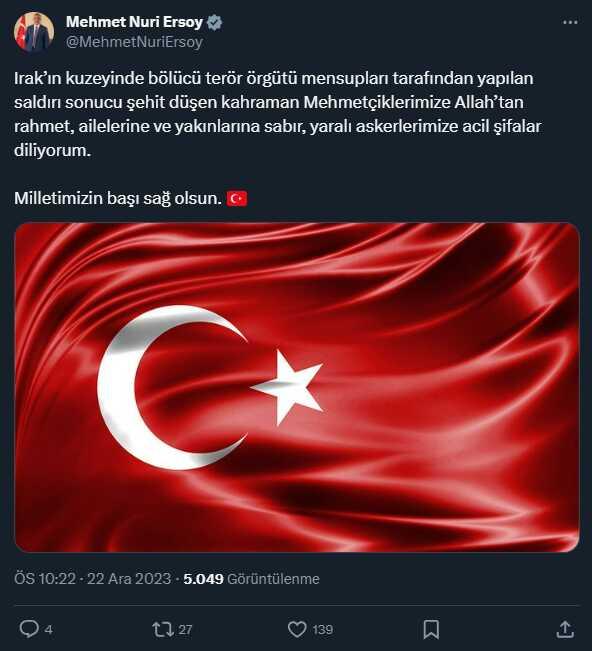 Şehitler için siyasilerden peş peşe taziye mesajları