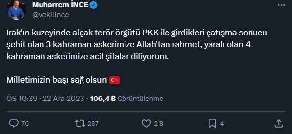 Şehitler için siyasilerden peş peşe taziye mesajları