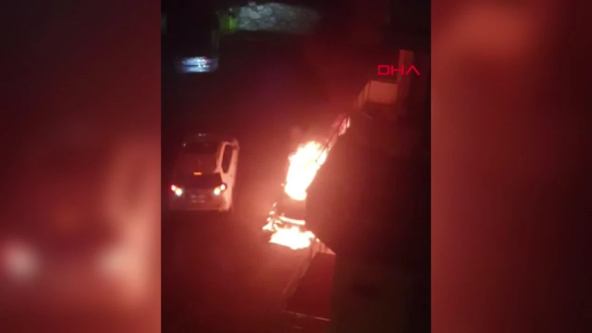 Düzce Belediye Başkanı Faruk Özlü\'ye ait otomobil alev alev yandı