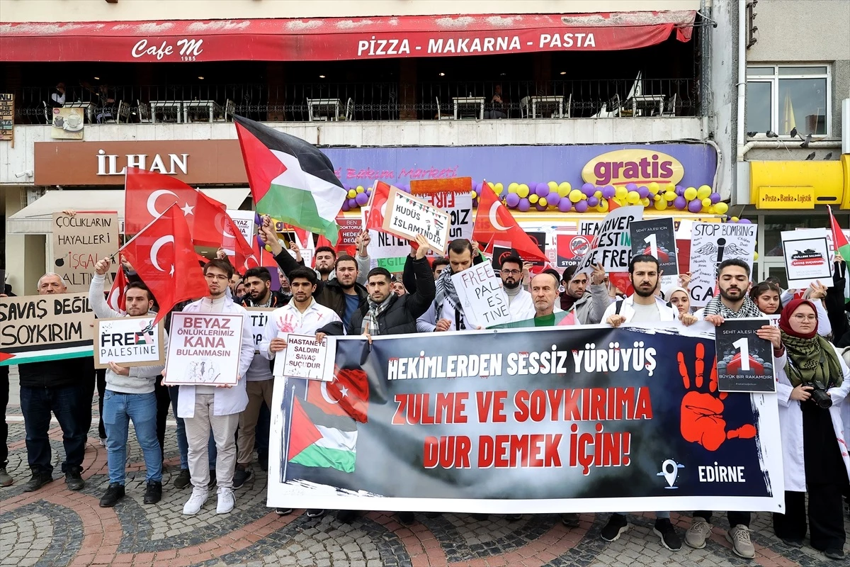 Edirne ve Tekirdağ\'da İsrail\'in Gazze\'ye yönelik saldırıları protesto edildi