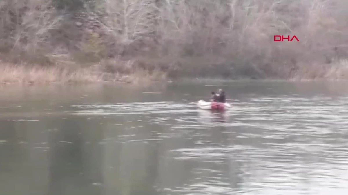 Köpek Kızılırmak Nehri\'nde mahsur kaldı, itfaiye ekipleri kurtardı
