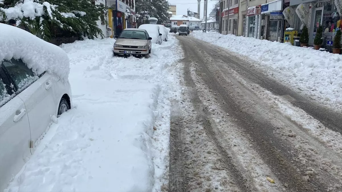 Bolu\'nun Gerede ilçesi yoğun yağışın ardından beyaz örtüyle kaplandı