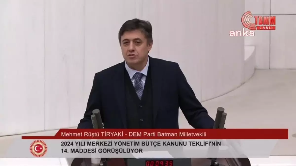 DEM Parti Milletvekili Mehmet Rüştü Tiryaki, Milli Eğitim Bakanlığı\'nın verilerine göre sekizinci sınıf öğrencilerinin yüzde 16\'sının dört işlemi bilmediğini belirtti