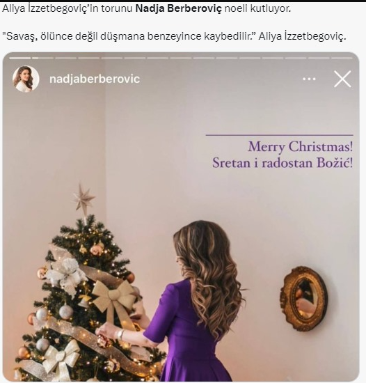 Aliya İzzetbegoviç'in torunu Noel'i kutladı! Herkes merhum liderin o sözünü hatırlattı