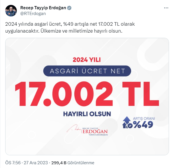 Cumhurbaşkanı Erdoğan'dan asgari ücret hakkında ilk yorum: Yüzde 49 artış yapıldı
