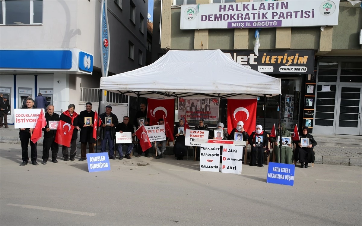 Muş\'ta aileler HDP il başkanlığı binası önünde oturma eylemi yaptı