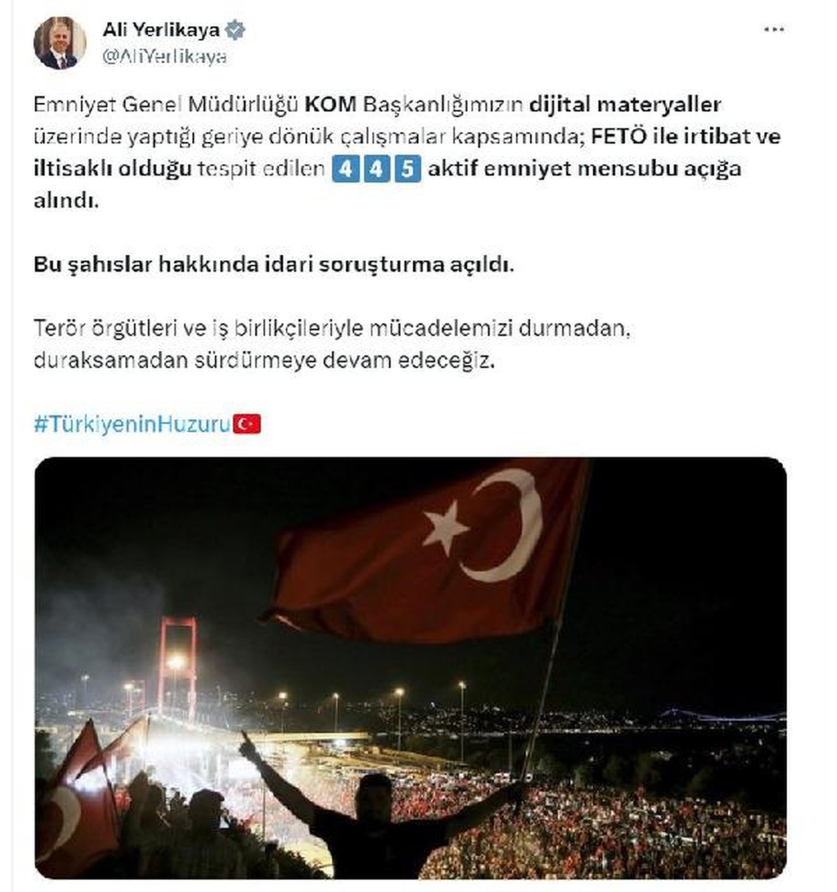 FETÖ ile irtibatlı 445 emniyet mensubu açığa alındı