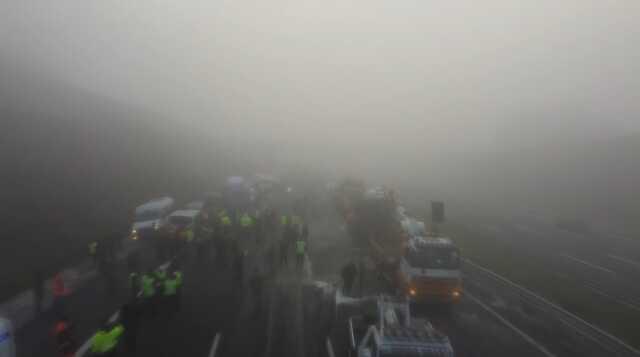 Kuzey Marmara Otoyolu'nda zincirleme kaza sonrası yeni görüntüler