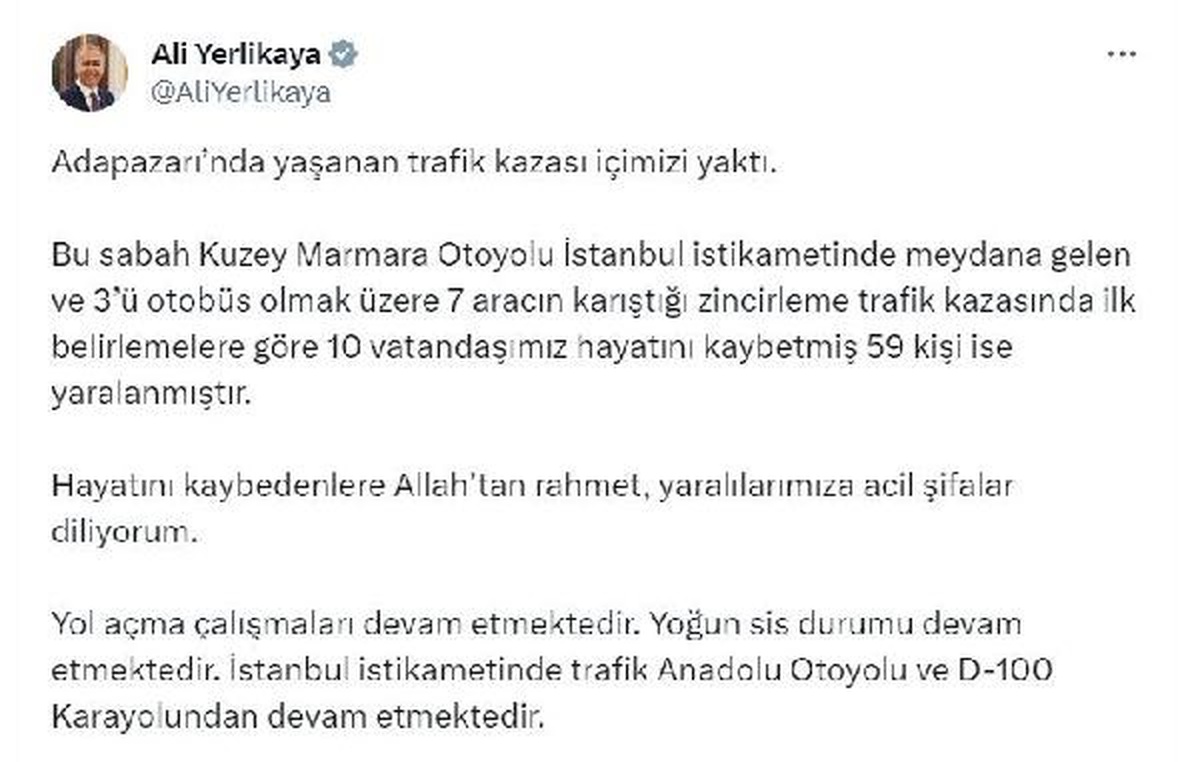 Kaza sonucu 10 kişi hayatını kaybetti, 8 kişinin durumu ağır