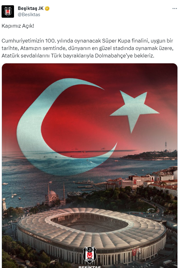 Beşiktaş'tan Süper Kupa finali çağrısı: Kapımız açık