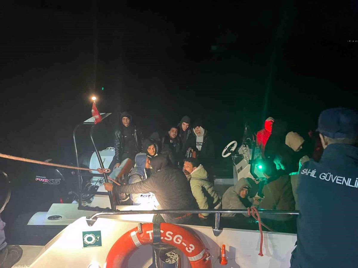 Muğla\'da 16 düzensiz göçmen kurtarıldı, 1 kişi yakalandı