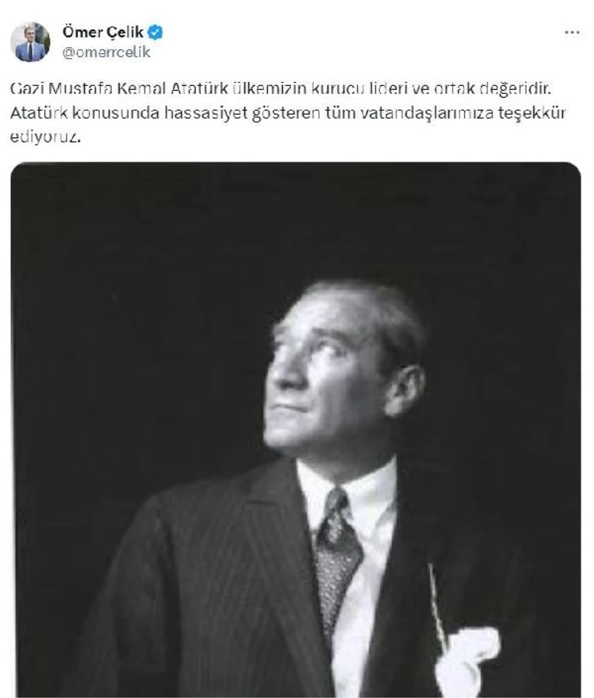 AK Parti Sözcüsü Ömer Çelik, Atatürk\'e Teşekkür Etti