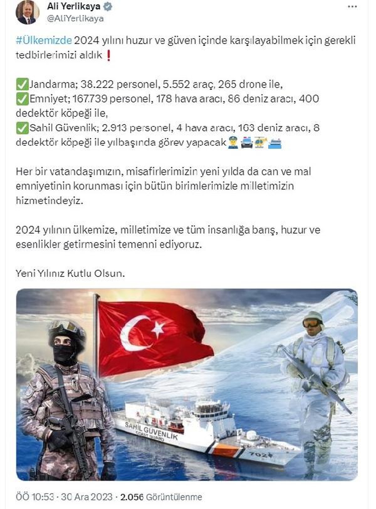 İçişleri Bakanı Yerlikaya: 2024 yılı için tedbirlerimizi aldık